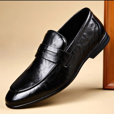 Men's Business Formal Leather Dress Shoes | Slip-On Oxford | Black & Brown