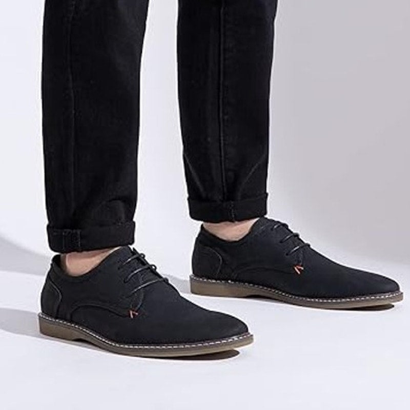 Jousen Mens Size 10.5 Black Faux Suede Oxford Business Casual Laced Dress Shoes