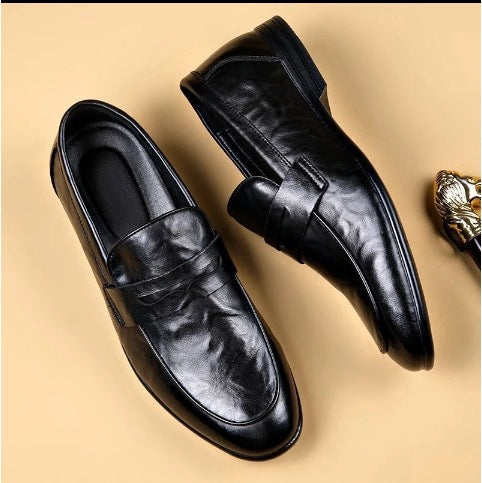 Men's Business Formal Leather Dress Shoes | Slip-On Oxford | Black & Brown