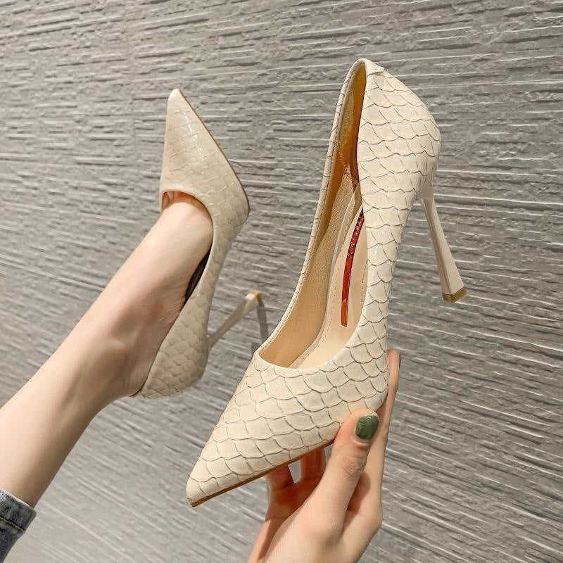 Women's Snake-Print Stiletto Heels | Pointed Toe Dress Heels